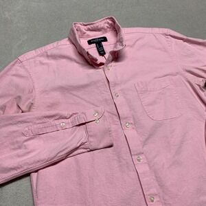 Lands' End Button Up Shirt Men's M Pink Collared Pocket Chambray‎ Type